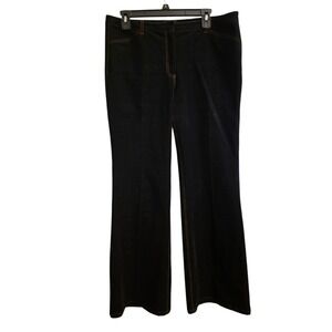 Theory Demitria 2D VElvet Denim Flared Pants Women's Size 10‎ Dark Wash